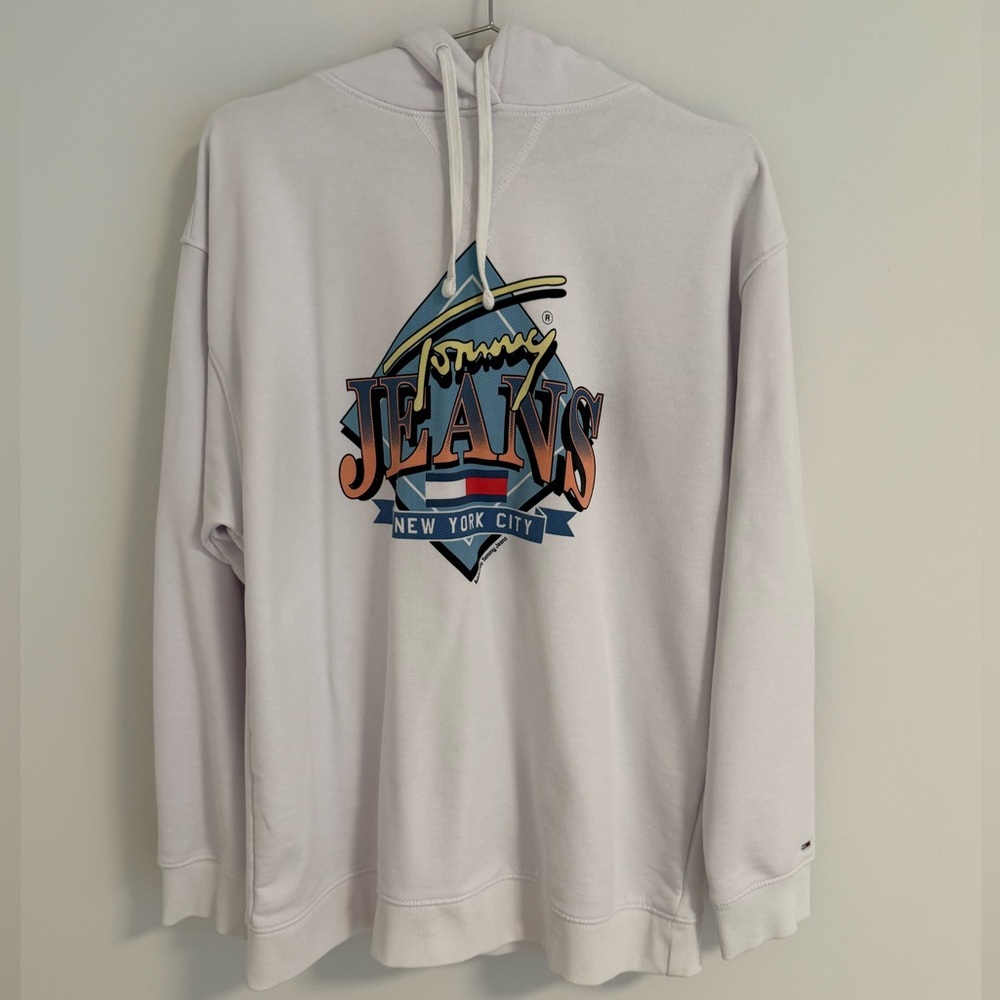 Tommy Jeans oversized logo hoodie in white